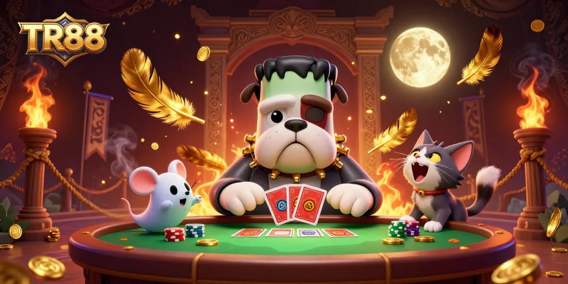 TR88 features a captivating 3D scene with unique casino elements and characters engaging in gaming.