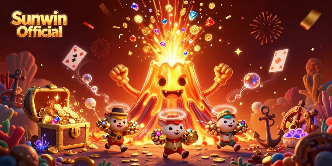 Spin for treasures with Sunwin Official's vibrant gaming world in this dynamic illustration.