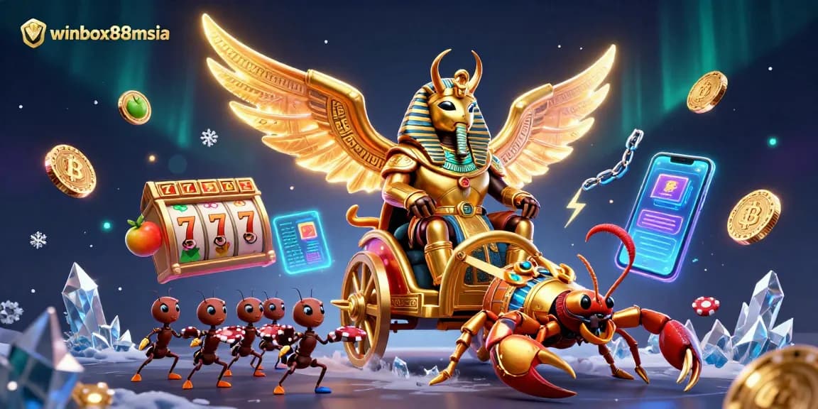 Engage with winbox88msia through thrilling slot games featuring golden scarab and vibrant casino elements.