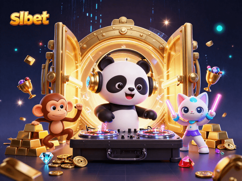 Spin with shbet's energetic characters in a vibrant casino atmosphere filled with treasures.