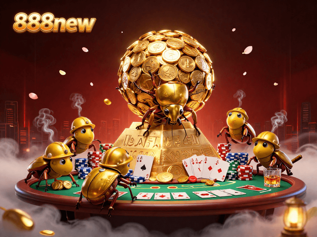 Experience engaging gameplay at 888new with vibrant casino symbols and dynamic poker elements.
