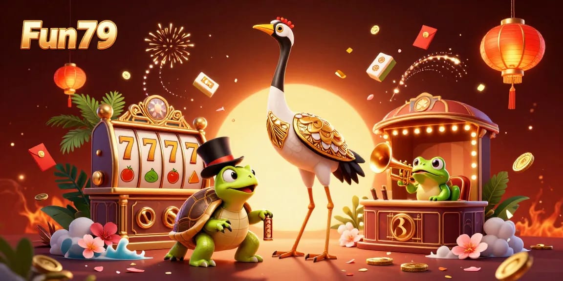 Experience thrilling gaming with Fun79 at a vibrant casino scene filled with excitement and luck.