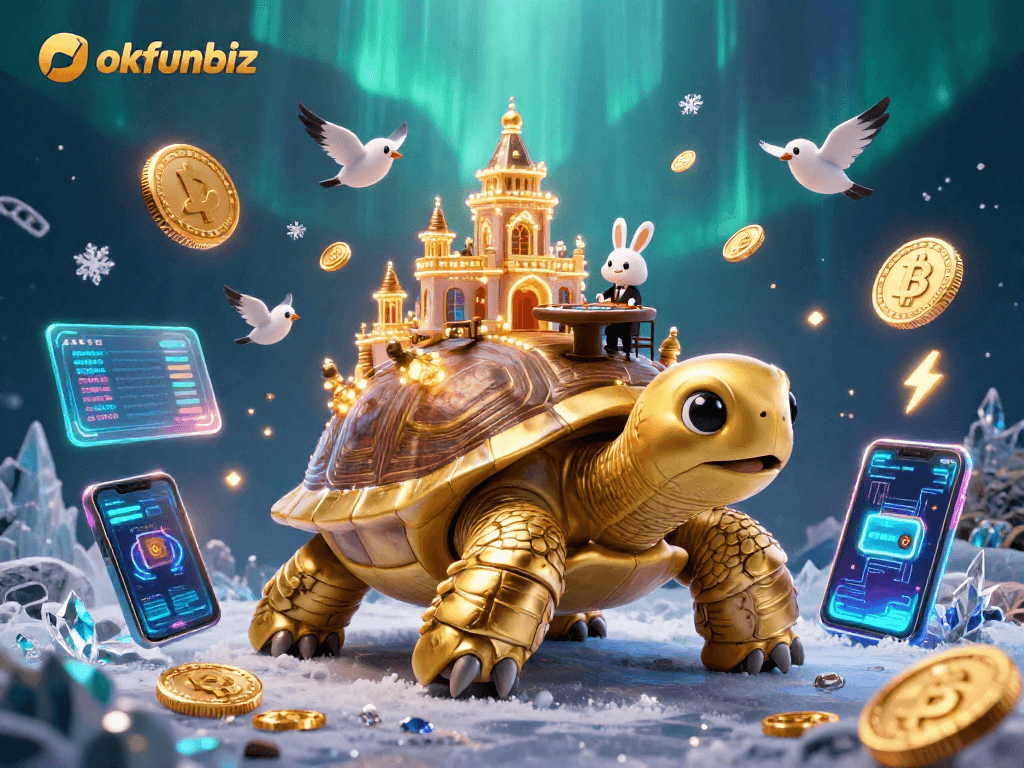 Experience the thrill of okfunbiz with a vibrant golden tortoise casino scene!