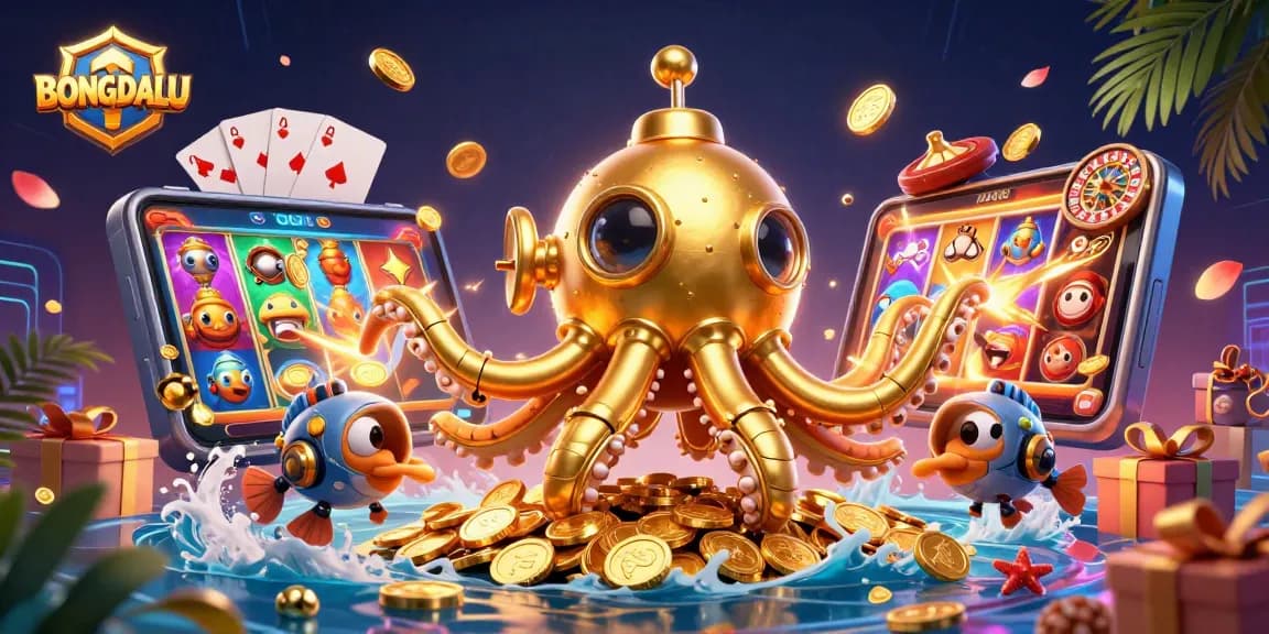 BONGDALU offers a thrilling underwater gaming experience with a golden kraken submarine and dynamic slot games.