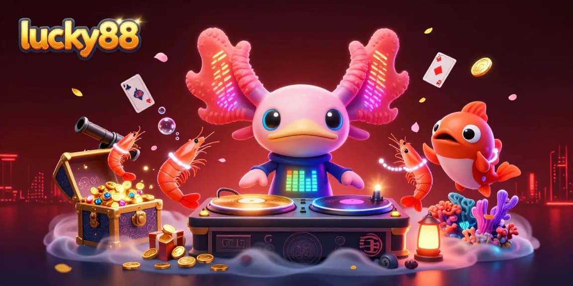 Spin to win at lucky88 with vibrant characters and treasure-filled 3D casino scene.