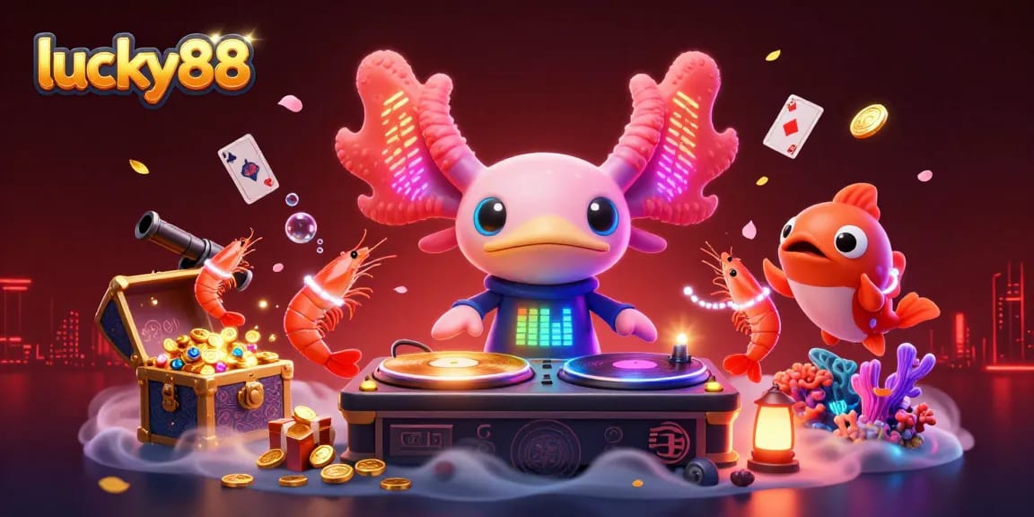 Spin to win at lucky88 with vibrant characters and treasure-filled 3D casino scene.