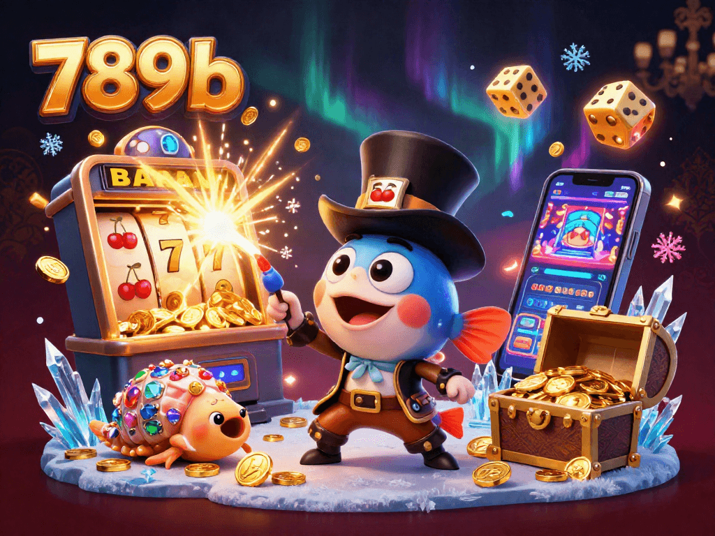 Experience thrilling wins with 789b in this vibrant casino illustration featuring dynamic game elements.