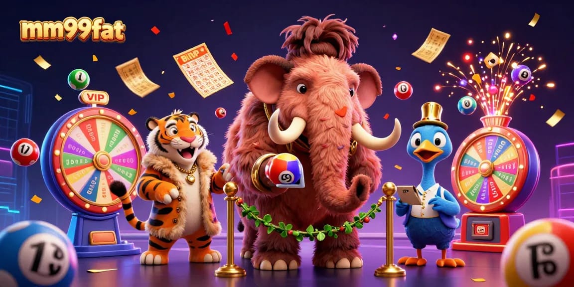 Experience the vibrant casino world with mm99fat showcasing a woolly mammoth, saber-tooth tiger, and dodo bird.