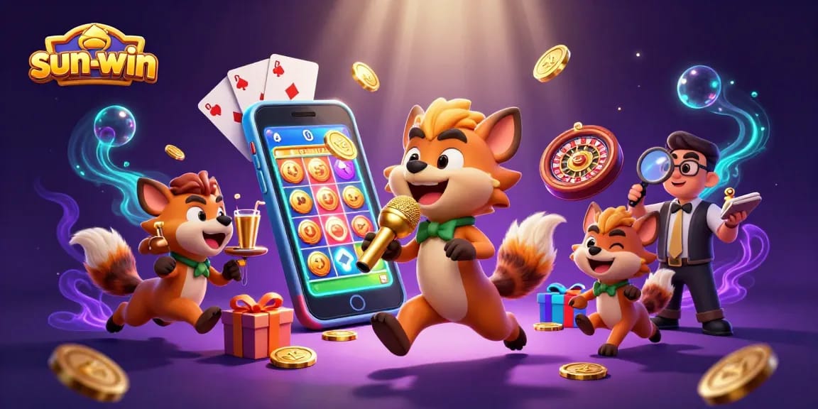 Experience the fun at sun-win with hyenas in a vibrant casino scene.