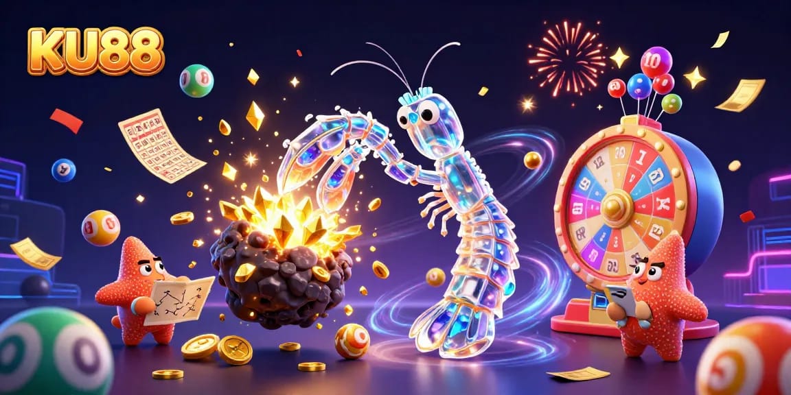 Spin winning opportunities with KU88 in this vibrant, dynamic casino illustration.