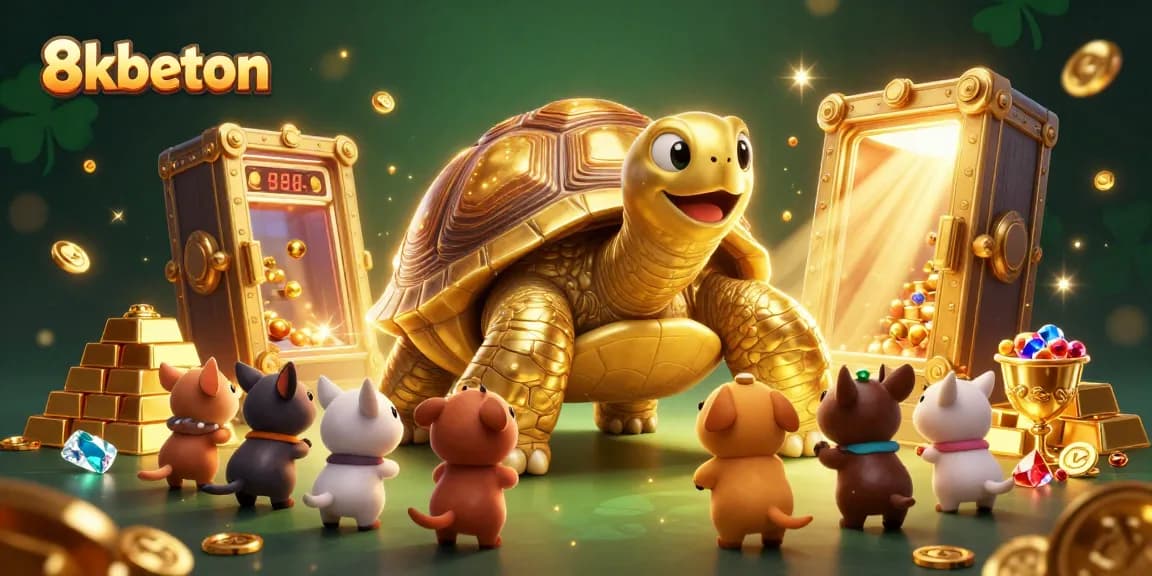 Engage with 8kbeton through a thrilling 3D cartoon gaming scene filled with excitement and treasure.
