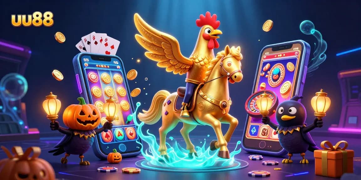 Experience thrilling gameplay with uu88's vibrant casino scene, featuring dynamic characters and immersive gaming elements.