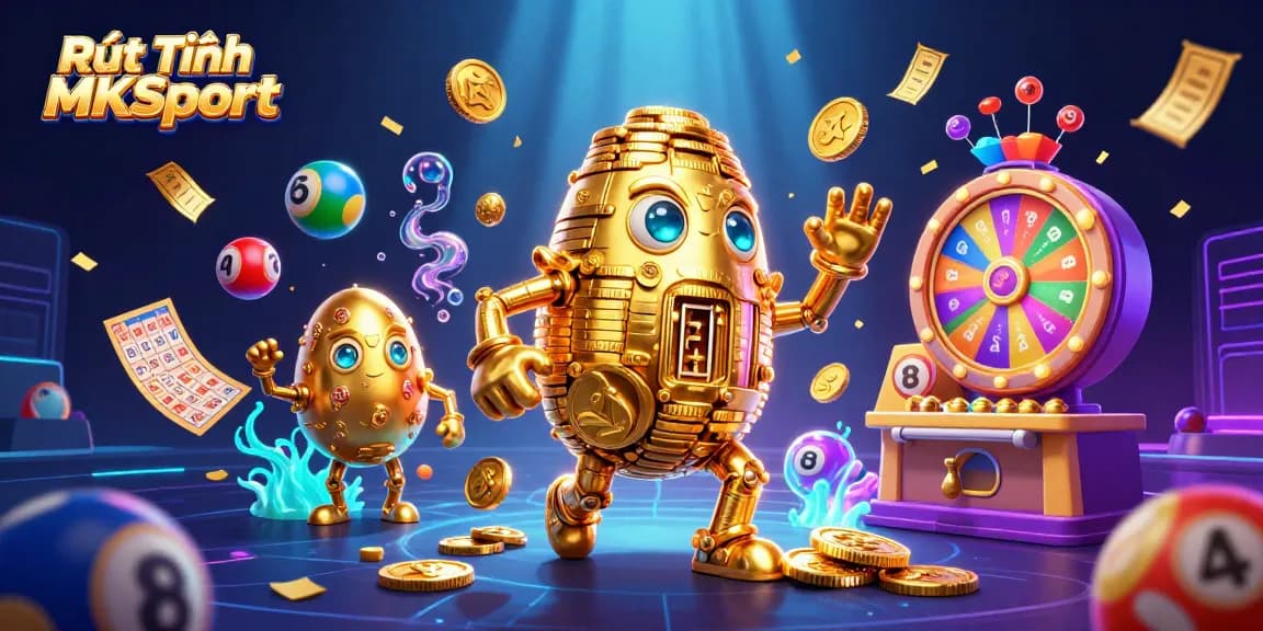 Experience Rút Tiền MKSport with an ultra-detailed 3D casino scene showcasing vibrant lottery elements.