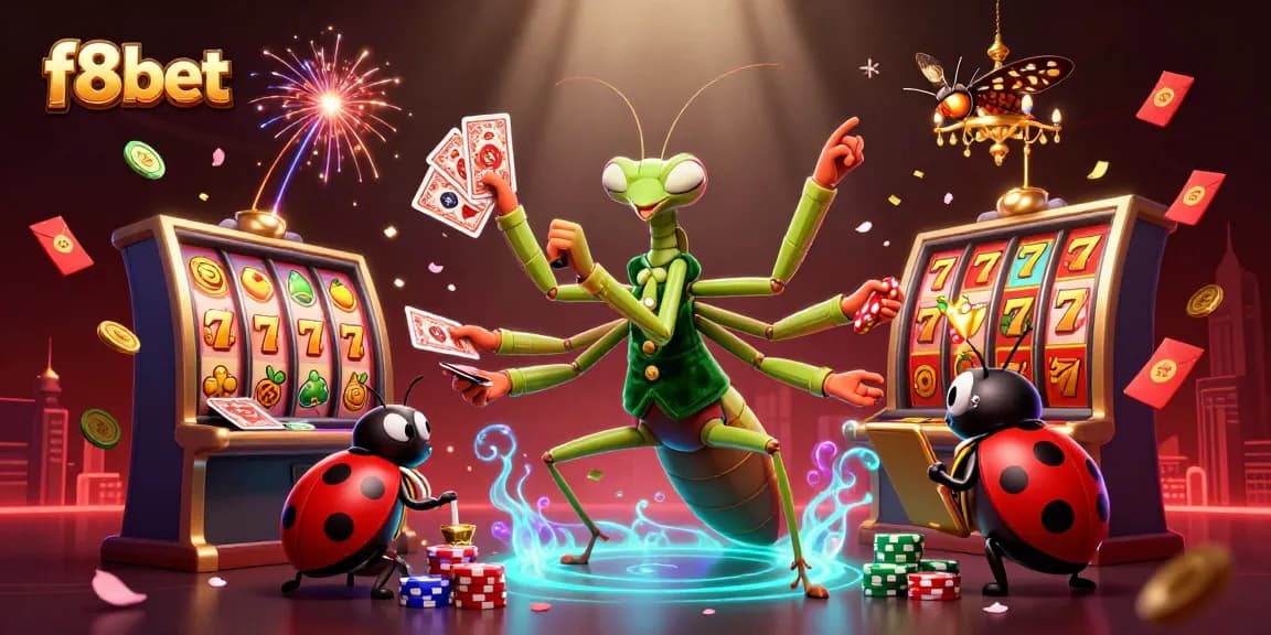 Experience the vibrant world of f8bet with colorful elements, dynamic characters, and exciting casino action.