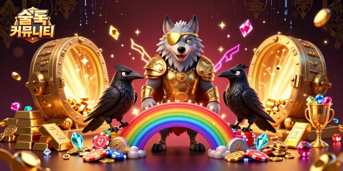 Experience the excitement of 슬롯 커뮤니티 with vibrant gems and thrilling atmosphere in this 3D illustration.