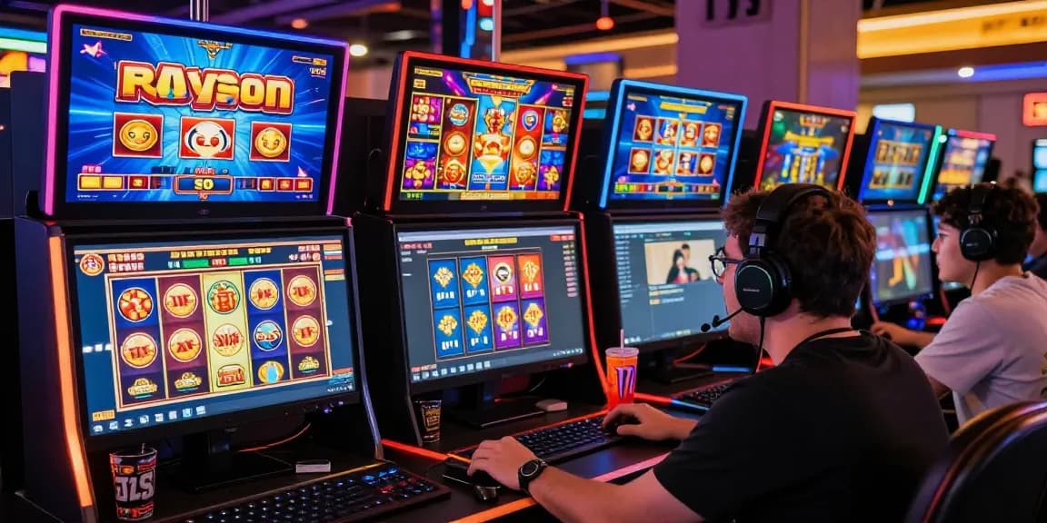 Player enjoying slot gacor games in an immersive online casino setting with vibrant graphics.