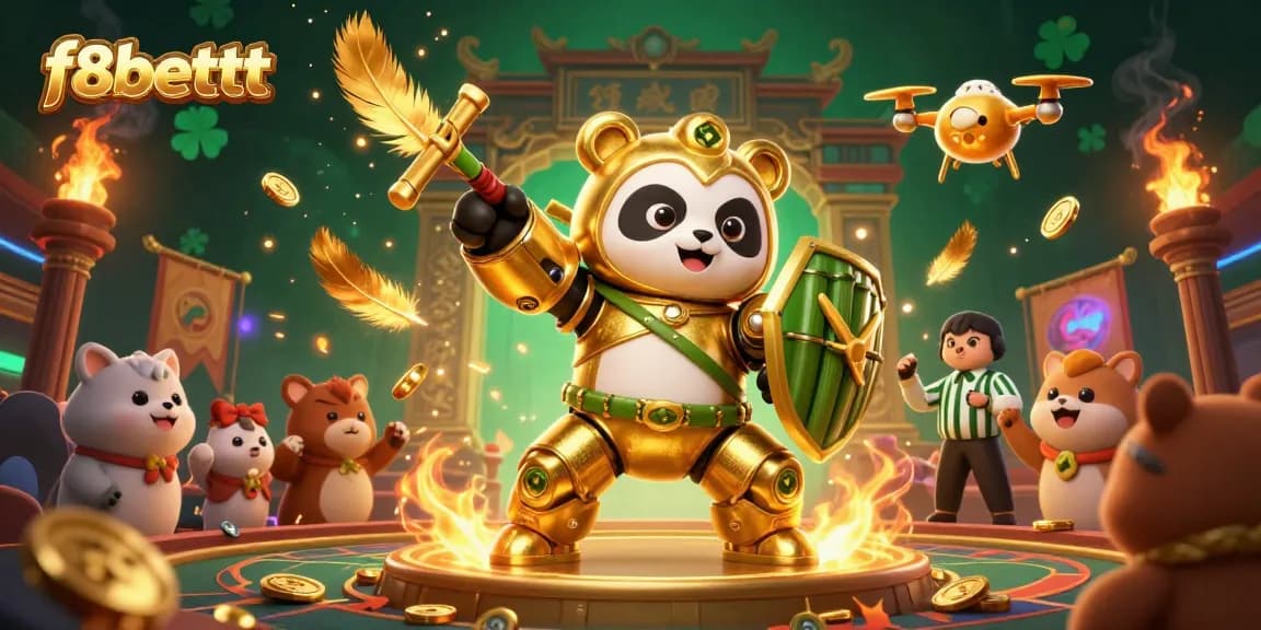 Experience the excitement of f8bettt through an illustrated 3D casino scene with dynamic characters and action.
