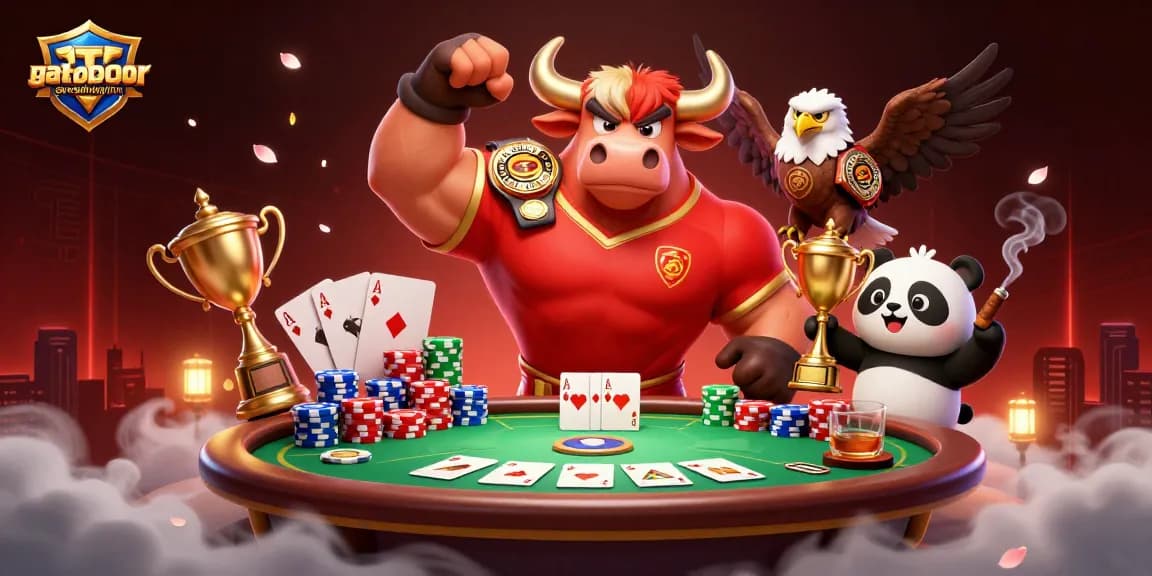 Experience the excitement of gamenohuuytin99 with a vibrant casino illustration showcasing poker action.