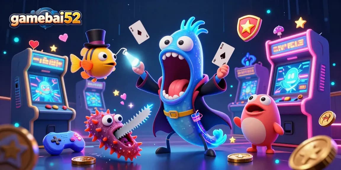 gamebai52 captivating players with a magical 3D illustration of card tricks in an underwater casino theme