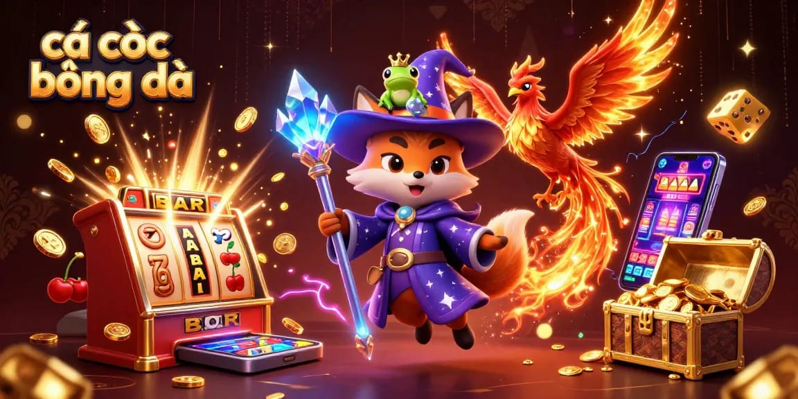 Experience cá cược bóng đá with this vibrant illustration showcasing dynamic casino elements and magical characters.