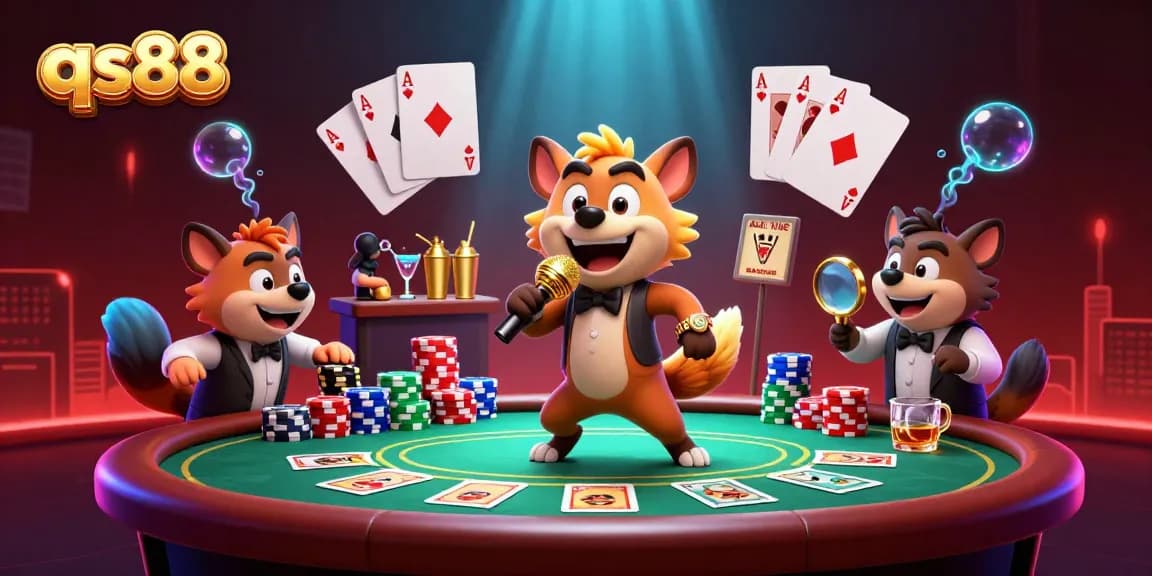 Experience the excitement of qs88 casino with lively hyenas and dynamic gambling elements.
