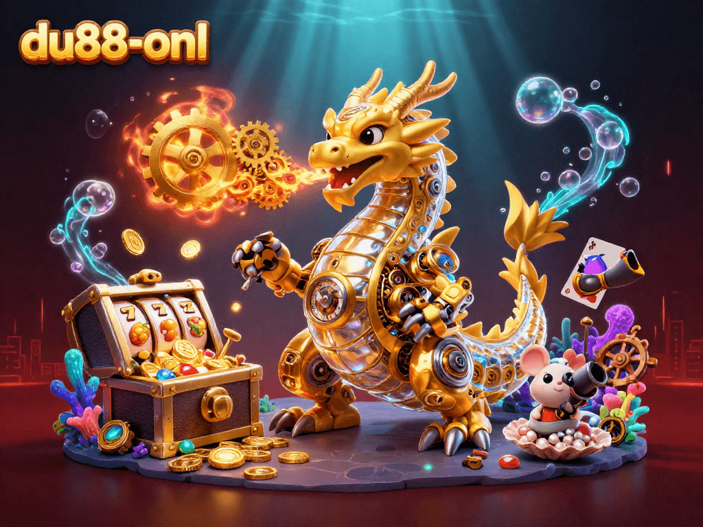 Engage with exciting slots and treasures in the vibrant du88-onl online casino illustration.