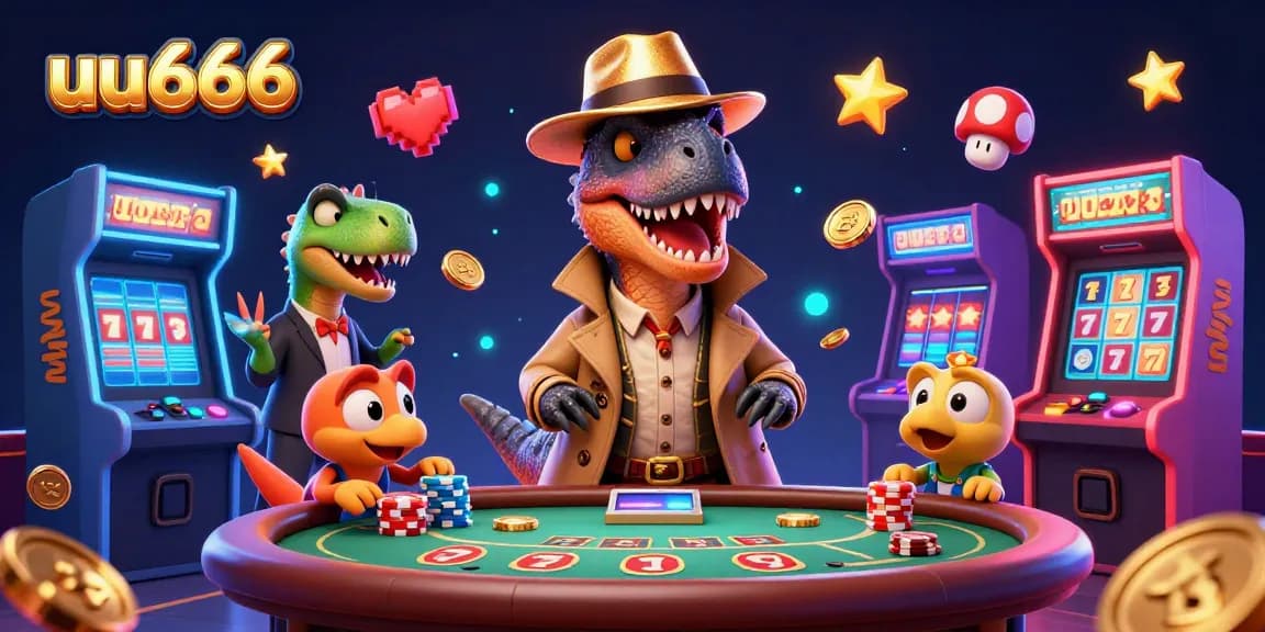 Experience thrilling blackjack action at uu666, with a clever velociraptor, dazzling slots, and vibrant arcade elements.