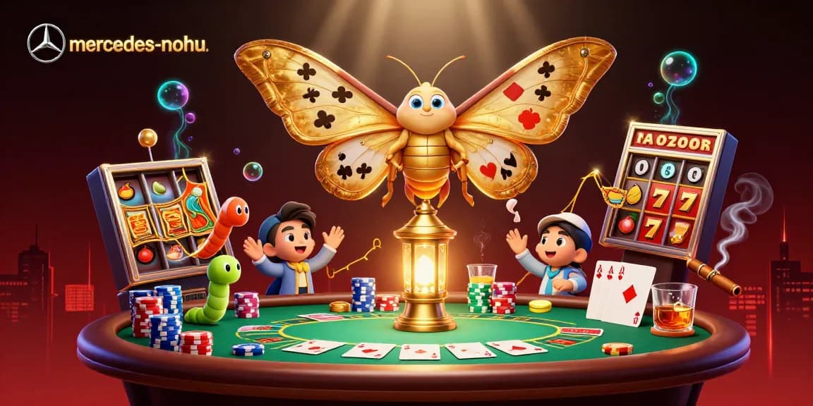 Experience the excitement of mercedes-nohu as it showcases 3D casino elements with dynamic golden frames.