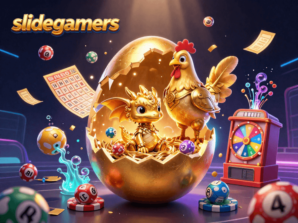 Engage with slidegamers by exploring vibrant gold-themed casino game scenes with exciting prize elements.