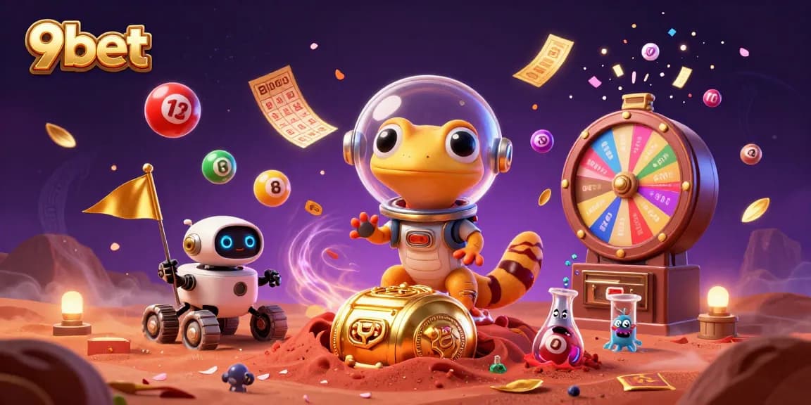Win big at 9bet with a playful Martian gecko discovering a golden casino.