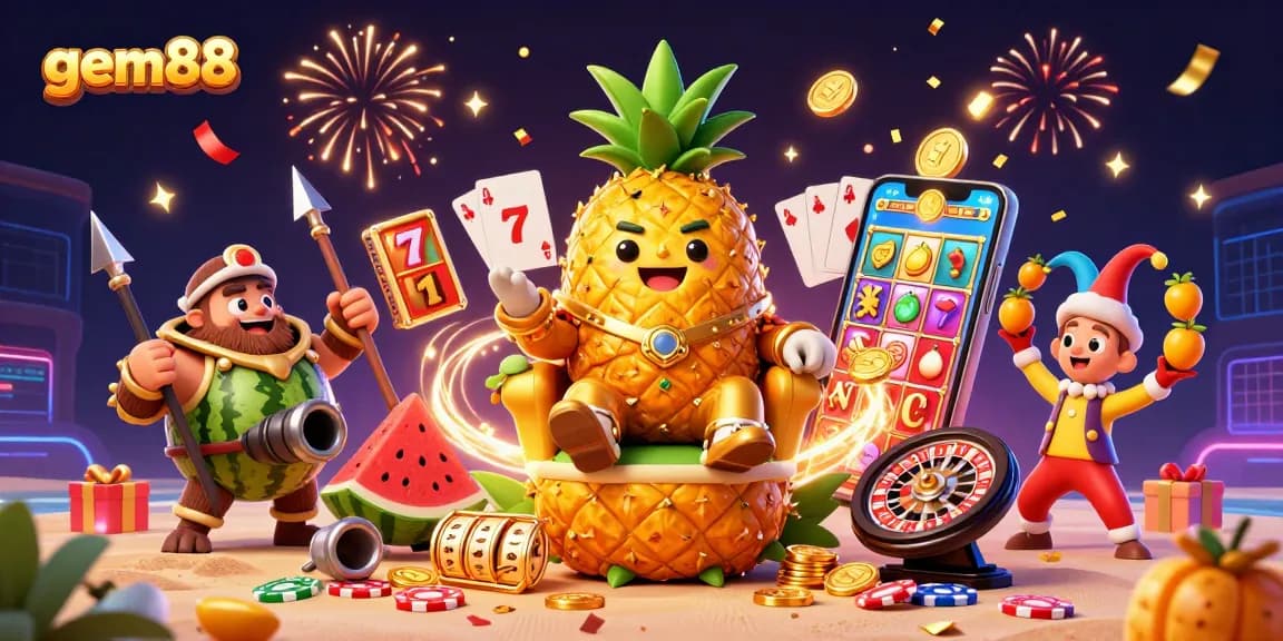 Experience gem88's vibrant casino universe with dynamic characters, colorful slots, and energetic gameplay.