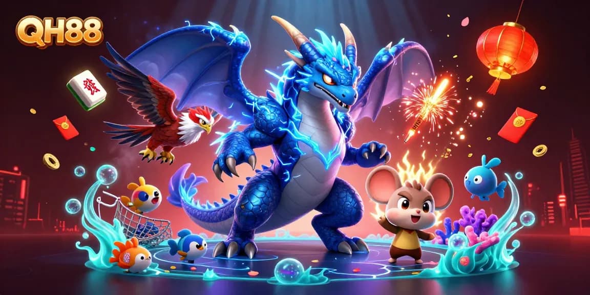 Engage in exciting underwater fishing adventures with QH88 and vibrant casino scenes.