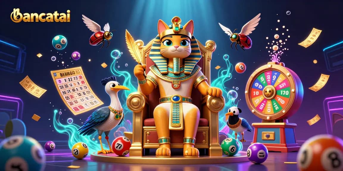 Experience engaging lottery action with bancatai’s vibrant illustration of an Egyptian gaming scene.