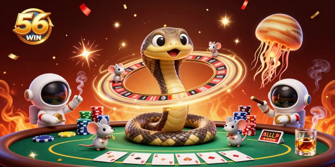 Experience thrilling betting action at 56WIN with vibrant cosmic-themed casino illustration.