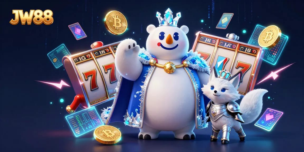 Win big at JW88 with immersive games featuring polar bears and crypto elements in an exciting casino scene.