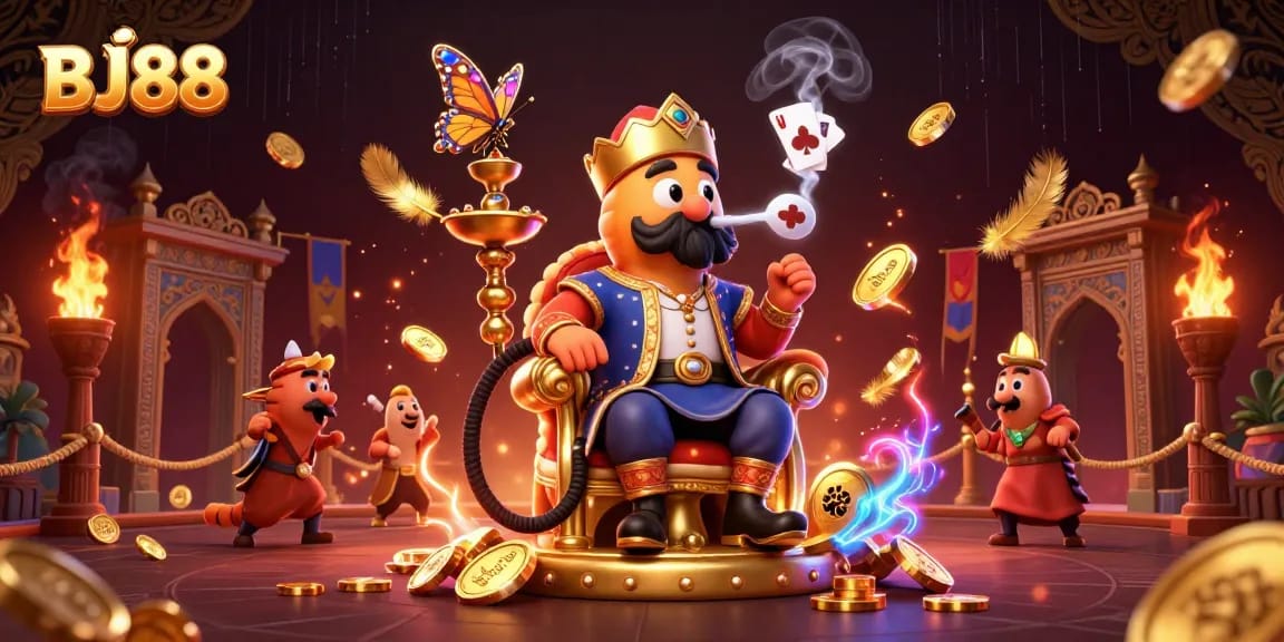 Experience thrilling gameplay at BJ88 with a vibrant 3D illustration capturing the essence of online casino excitement.