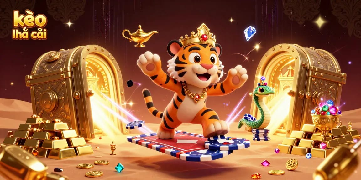 Experience kèo nhà cái excitement with the sultan and genie in a lavish casino scene.