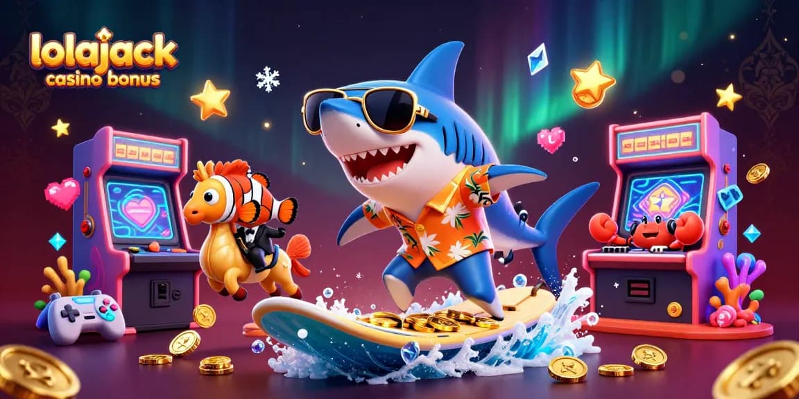 Experience the excitement of the lolajack casino bonus with vibrant 3D characters diving into gaming action