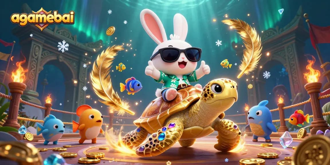 Join the fun with agamebai's lucky rabbit and golden turtle in a vibrant underwater adventure.