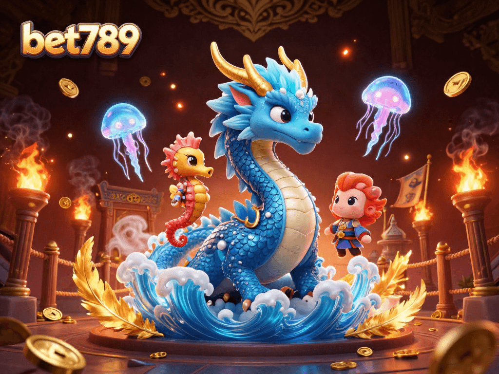 Experience the excitement of bet789 with this vibrant casino-themed illustration featuring fantastic sea creatures.