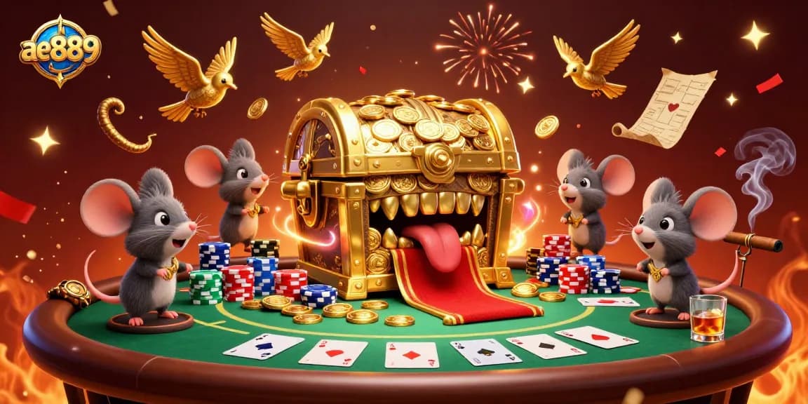 Win big at ae889 with vivid scenes of treasure chests and exciting poker action.