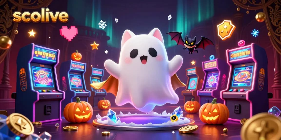 Socolive captures dynamic action with a ghost cat in a haunted casino, rich gaming elements illuminating the scene