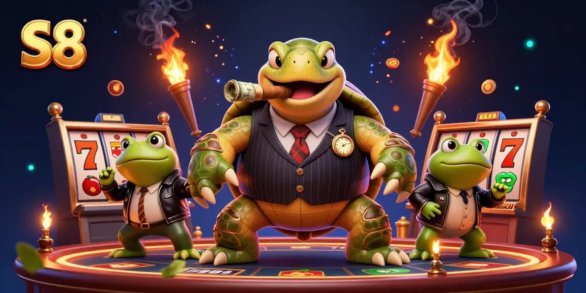 S8 players discover winning strategies with a dynamic casino scene showcasing vibrant slot elements.