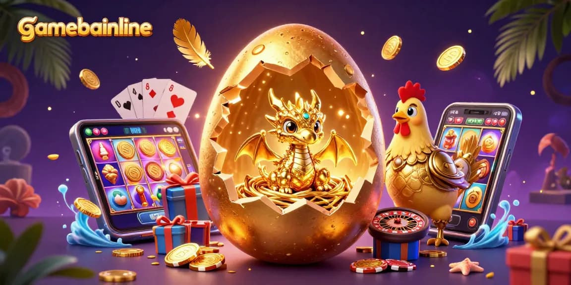 Play casino games with gamebaiionline while enjoying a vibrant 3D illustration of a dragon and poker chips.
