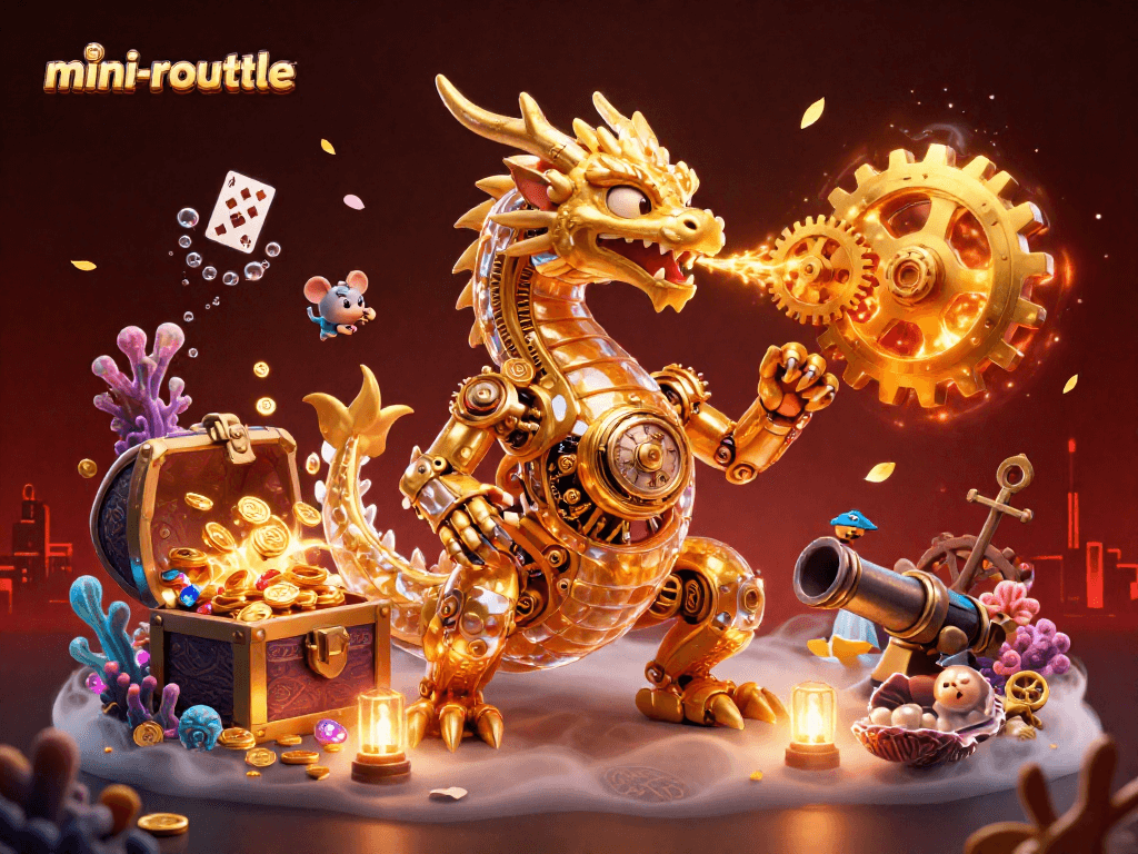 Experience mini-roulette thrills with whimsical characters and vibrant casino elements scattering excitement.