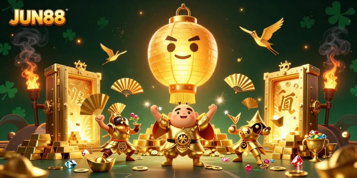 Win big at JUN88 with exciting casino games and vibrant digital art illustration.