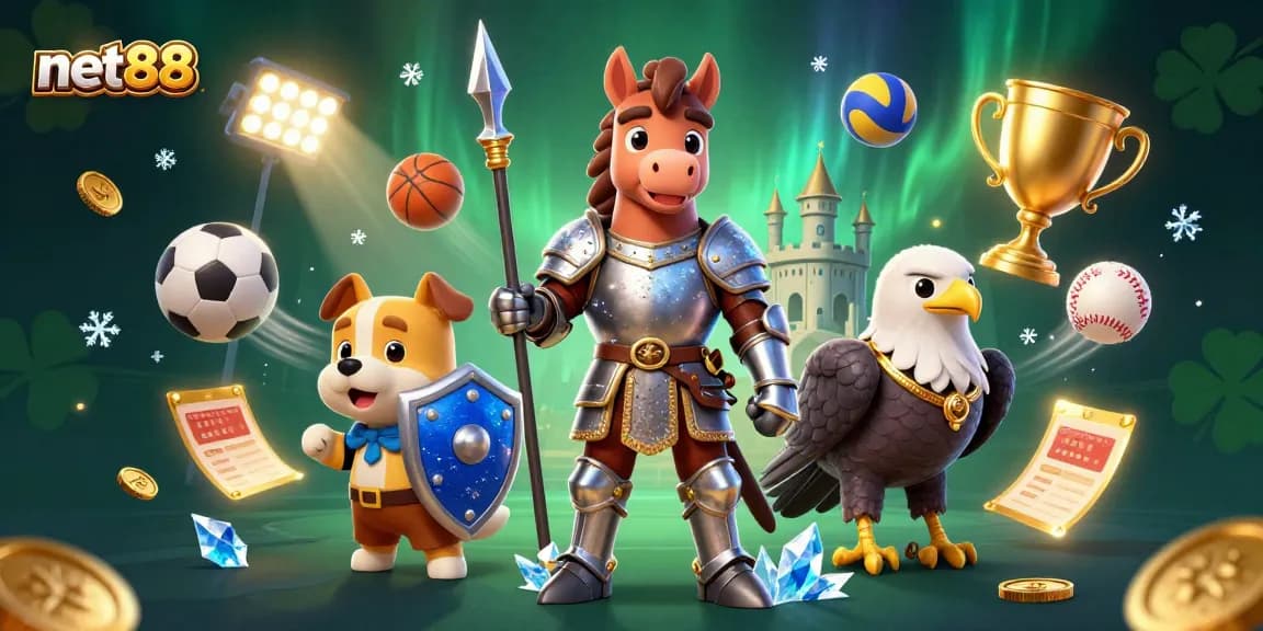 Experience the thrill of sports betting with net88, featuring dynamic game elements, characters, and excitement.