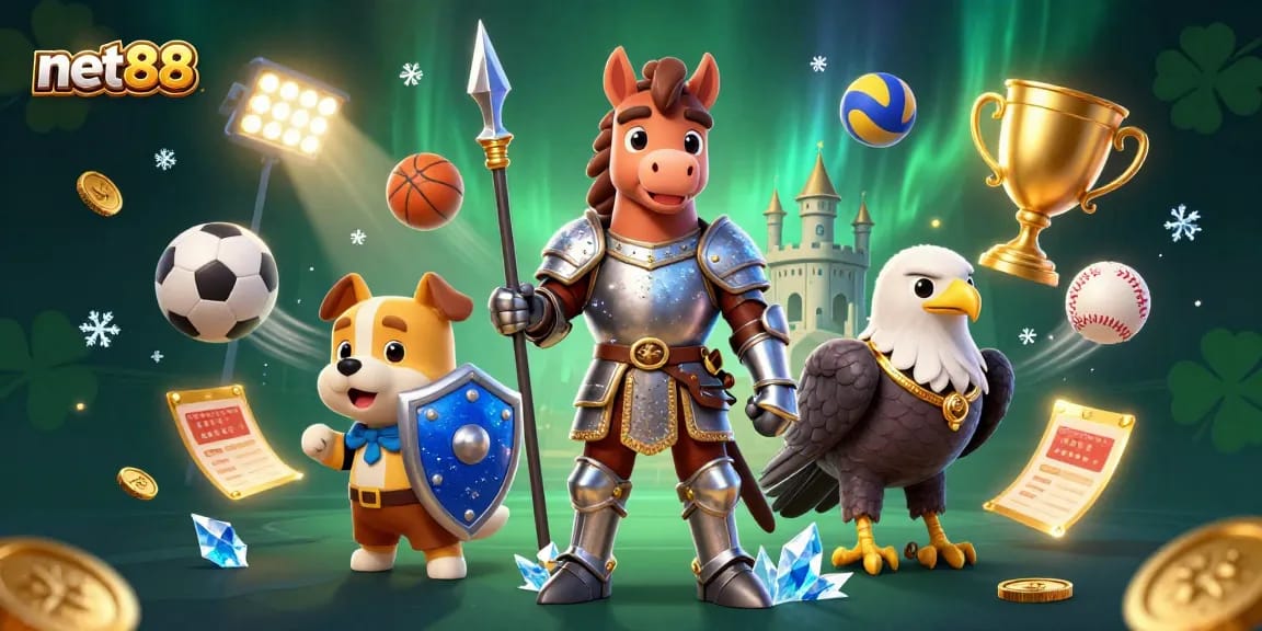 Experience the thrill of sports betting with net88, featuring dynamic game elements, characters, and excitement.