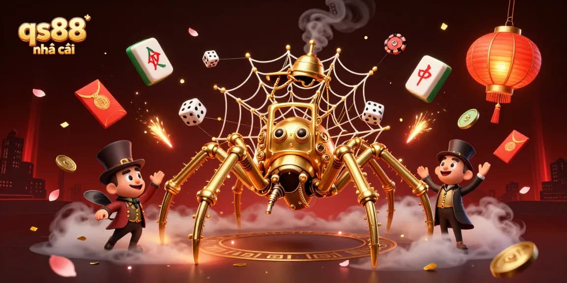 Engage in the immersive world of qs88 nhà cái, featuring a steampunk spider and charming characters.