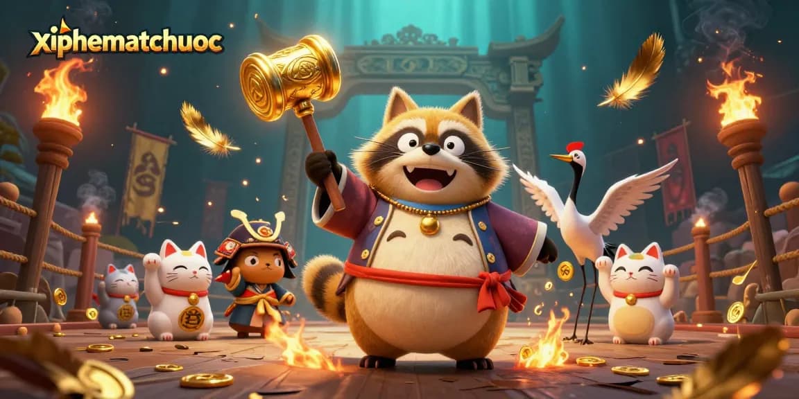 Engage with xiphematchuoc in a vibrant casino scene featuring traditional symbols and characters.